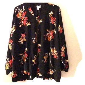 Ava & Viv; black and floral jacket